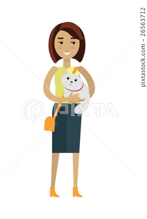 Woman with Cat Vector Illustration in Flat Design 26563712