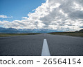 Long asphalt road. Mountains in the horizon. 26564154