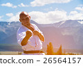 Man in white kimono and black belt training kung 26564157