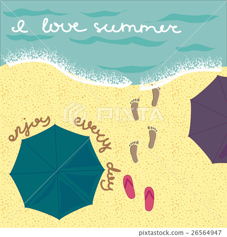 Summer beach in flat design. Summer beach in flat design. 26564947