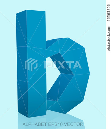 Abstract Blue 3D polygonal B with reflection. EPS 26565806