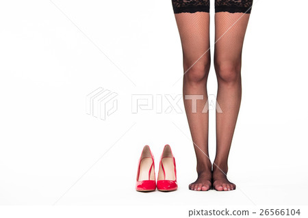 Heel shoes on white background. Heel shoes on white background. 26566104