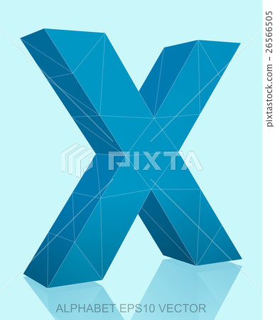 Abstract Blue 3D polygonal X with reflection. EPS 26566505