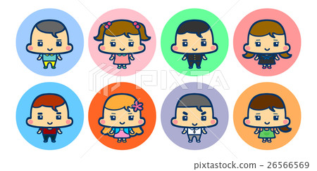 Illustration icon Family collective Normal Pose Circle background 26566569