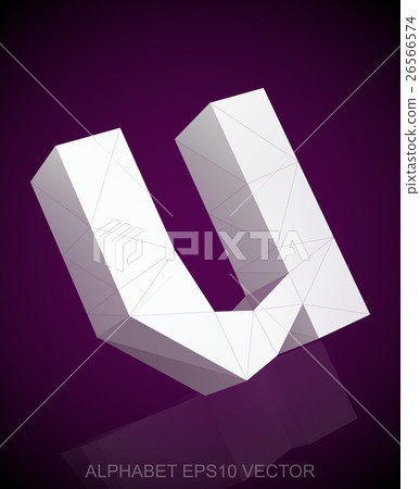 Abstract White 3D polygonal U with reflection. EPS 26566574