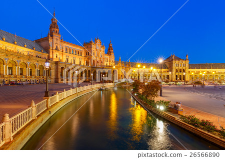 Plaza de Espana at night in Seville, Spain 26566890