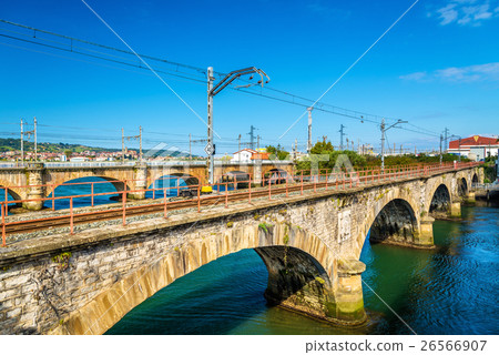Railway bridges over the Bidasoa river on the Railway bridges over the Bidasoa river on the 26566907