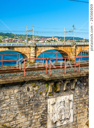 Railway bridges over the Bidasoa river on the Railway bridges over the Bidasoa river on the 26566909
