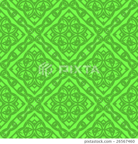 Green Ornamental Seamless Line Pattern 26567460