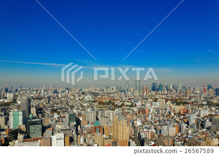 觀點的都市風景在六本木新城的方向從惠比壽庭院地方塔 觀點的都市風景在六本木新城的方向從惠比壽庭院地方塔 26567589