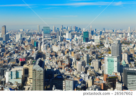 View of the urban landscape in the direction of Shinjuku from Ebisu Garden Place Tower 26567602