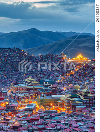 Top view sunset time at Larung gar Top view sunset time at Larung gar 26568387