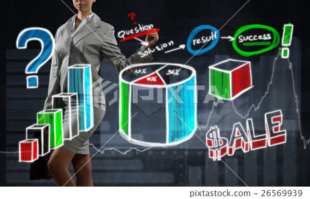 Woman sketching infographs Woman sketching infographs 26569939