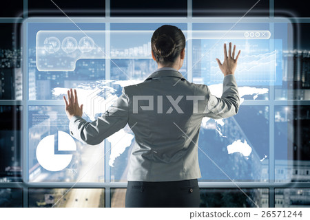 businesswoman working with virtual technologies 26571244