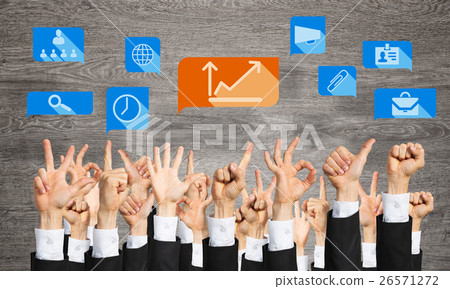 Set of hand gestures and icons Set of hand gestures and icons 26571272