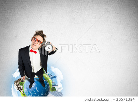 Comic businessman in red glasses Comic businessman in red glasses 26571384
