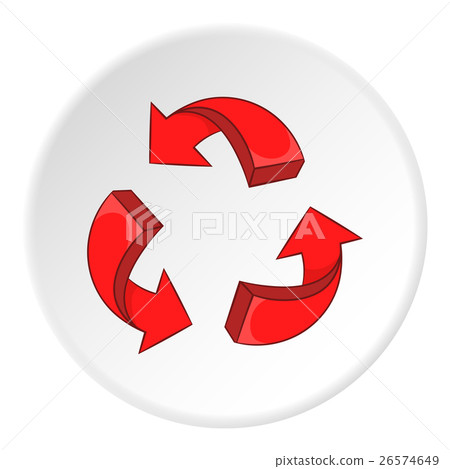 Red recycling symbol icon, cartoon style 26574649