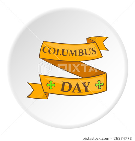Columbus Day ribbon icon, cartoon style 26574778