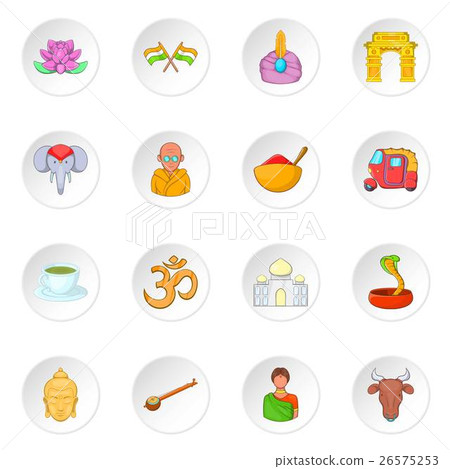 India icons set, cartoon style 26575253