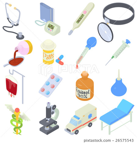 Medical icons set, isometric style 26575543