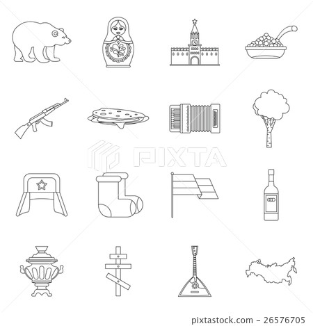 Russia icons set, outline style 26576705