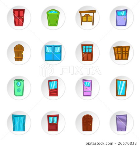Door icons, cartoon style 26576838