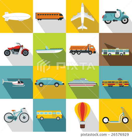 Transportation icons set, flat style Transportation icons set, flat style 26576929