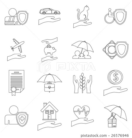 Insurance icons set, outline style - Stock Illustration [26576946] - PIXTA