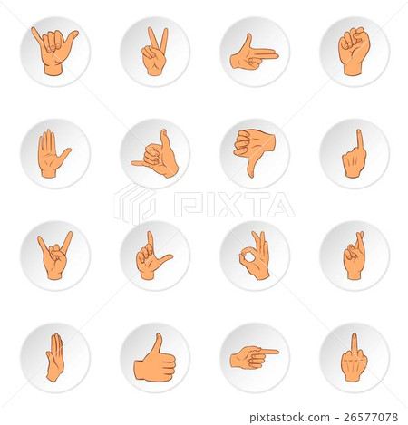 Hand gesture icons, cartoon style 26577078