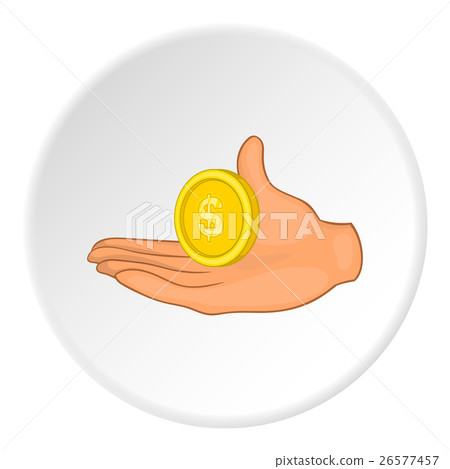 Hand and coin icon, flat style 26577457
