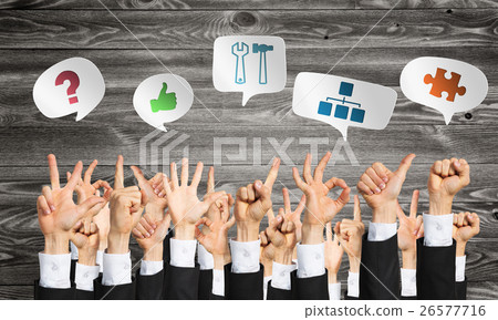 Set of hand gestures and icons Set of hand gestures and icons 26577716