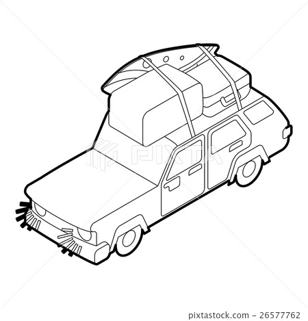 Car with luggage and boxes icon isometric 3d style Car with luggage and boxes icon isometric 3d style 26577762