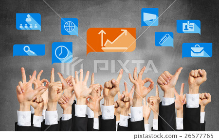 Set of hand gestures and icons Set of hand gestures and icons 26577765
