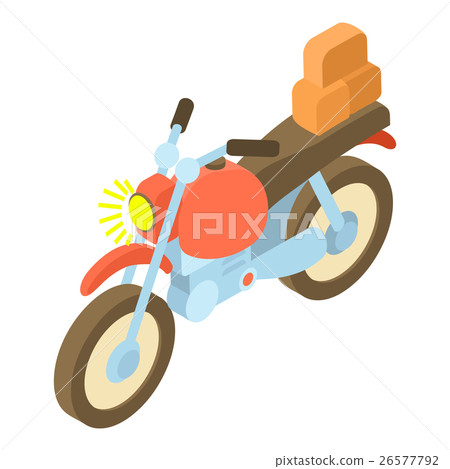 Motorcycle with cargo icon, isometric 3d style Motorcycle with cargo icon, isometric 3d style 26577792
