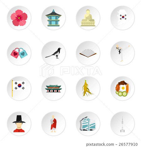 South Korea icons set, flat style South Korea icons set, flat style 26577910