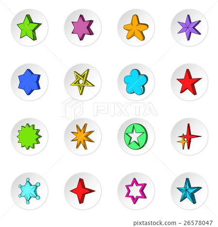 Star icons set, flat style 26578047