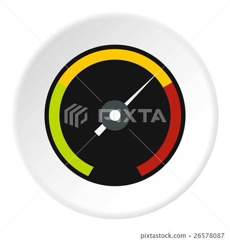 Speedometer with colored stripes icon, flat style - Stock Illustration ...