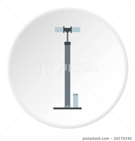 Pump for bicycle icon, flat style 26578340