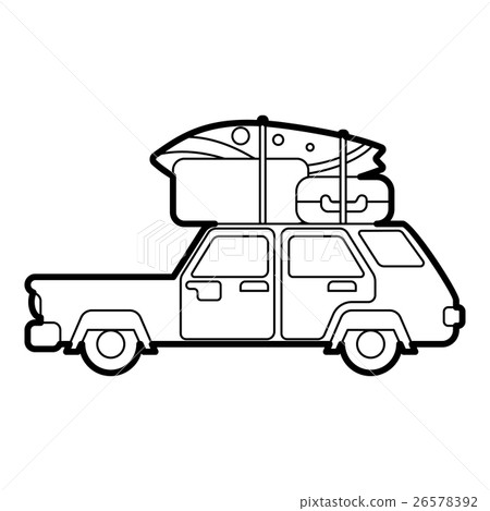 Hatchback car with cargo luggage icon 26578392