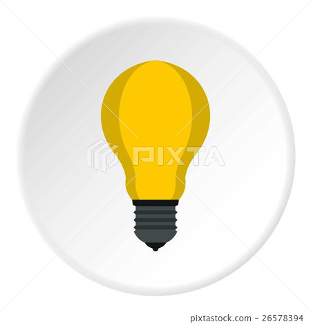 Lamp with yellow light icon, flat style Lamp with yellow light icon, flat style 26578394