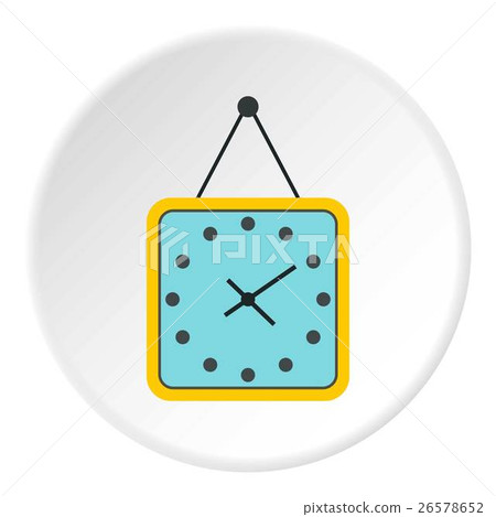 Square wall clock icon, flat style Square wall clock icon, flat style 26578652