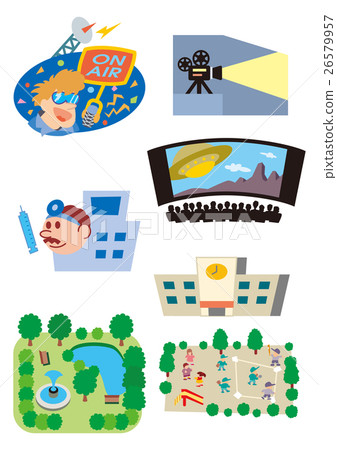 Icon shops, schools, hospitals, cinemas, parks, etc. Icon shops, schools, hospitals, cinemas, parks, etc. 26579957