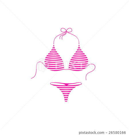 Striped bikini suit in pink and white design Striped bikini suit in pink and white design 26580166