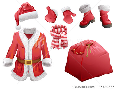 Set of Christmas accessories Santa Claus. Fur coat 26580277