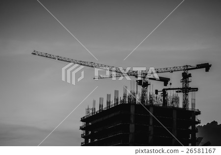 Silhouette of industrial cranes Silhouette of industrial cranes 26581167