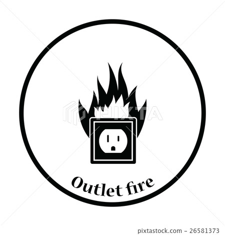 Electric outlet fire icon 26581373