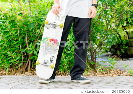 Skateboard and men's feet Skateboard and men's feet 26585090