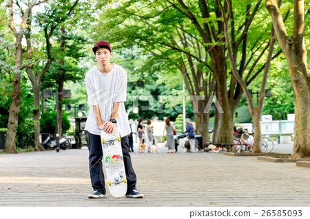 Men with skateboard in hand Men with skateboard in hand 26585093