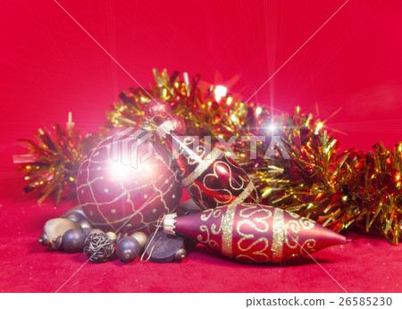 New Year's composition on a red background - ball  26585230