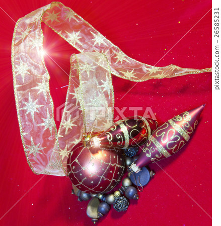New Year's composition on a red background - ball  26585231